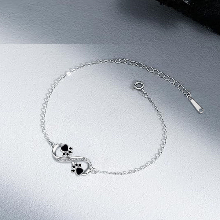 Oneindig Symbool Hanger Huisdier Poot Armband met Zirconia