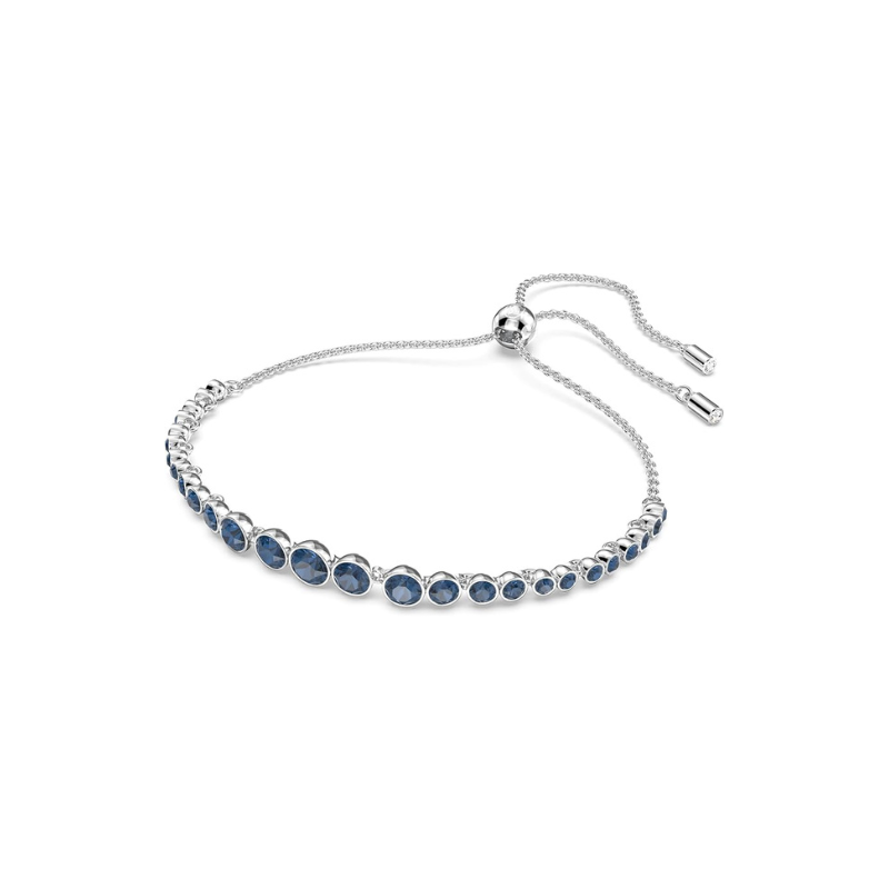Elegante witgouden tennisarmband met geslepen saffier
