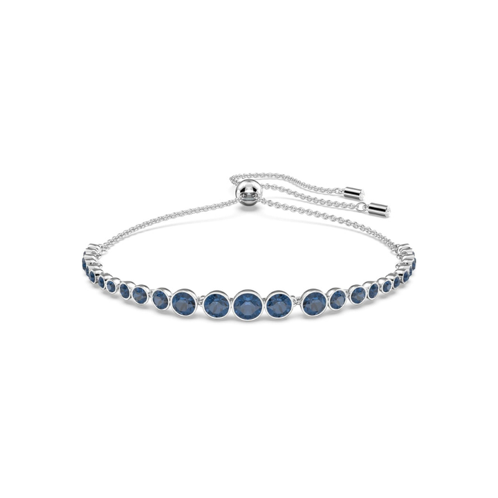 Elegante witgouden tennisarmband met geslepen saffier