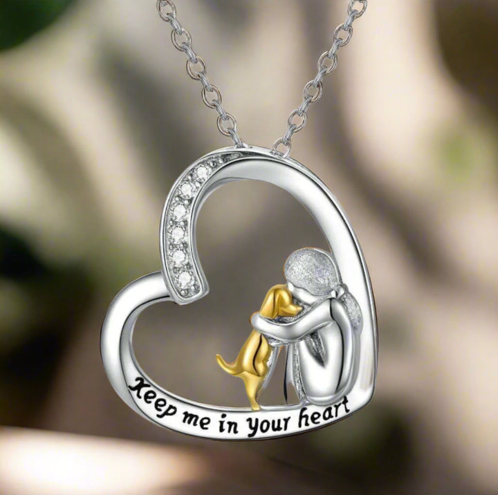 Sterling Zilveren Ketting – Hart & Hond Ontwerp met Zirkonia