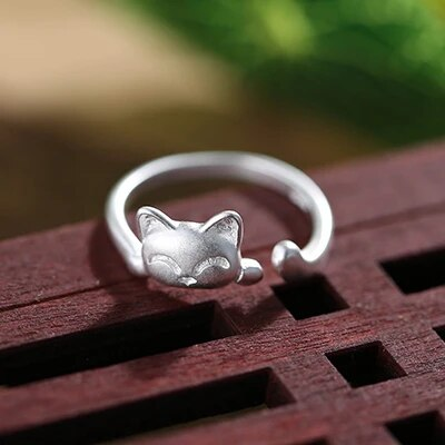 Vintage Zilveren Kitty Ring