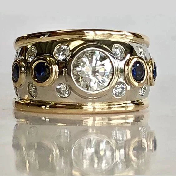 Elegante ring met gouden inleg en zirkonia-steentjes