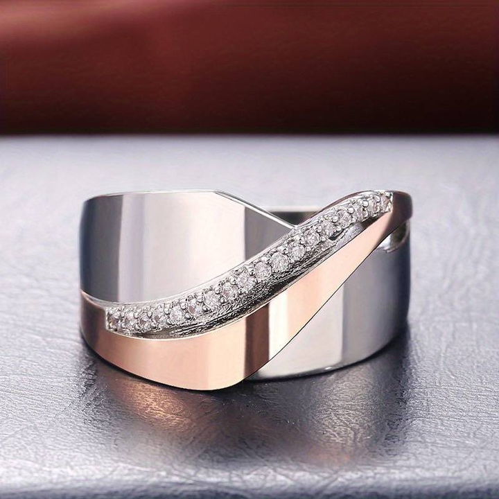 Elegante roségouden ring met sprankelende zirkonia