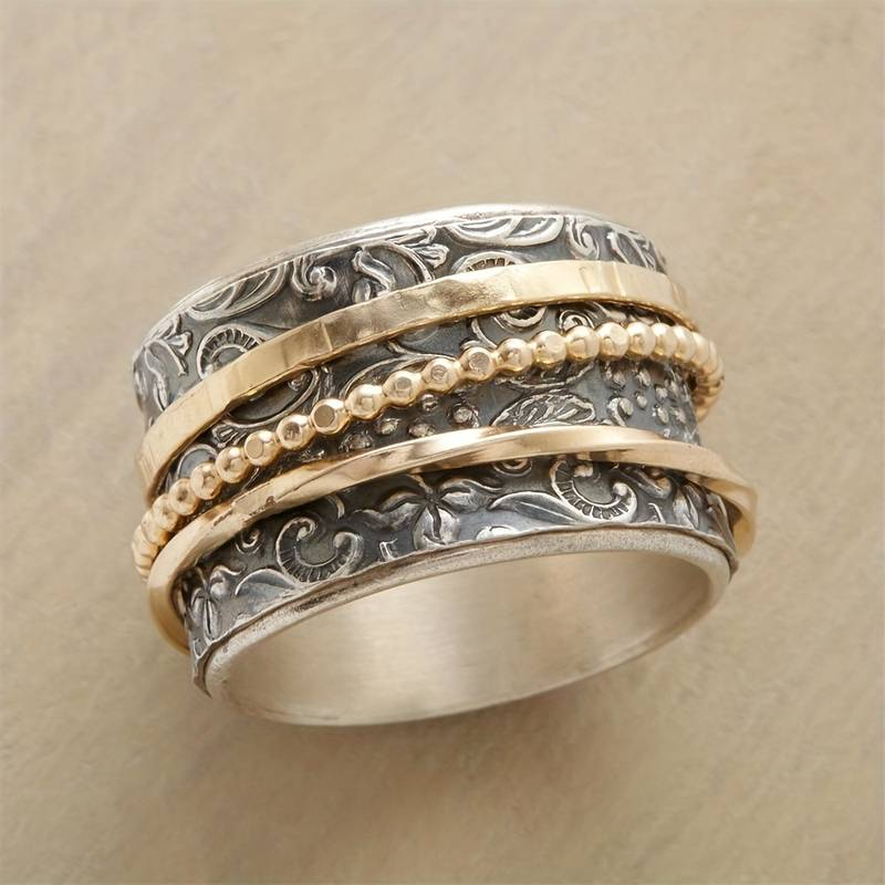 Vintage gouden en zilveren ring