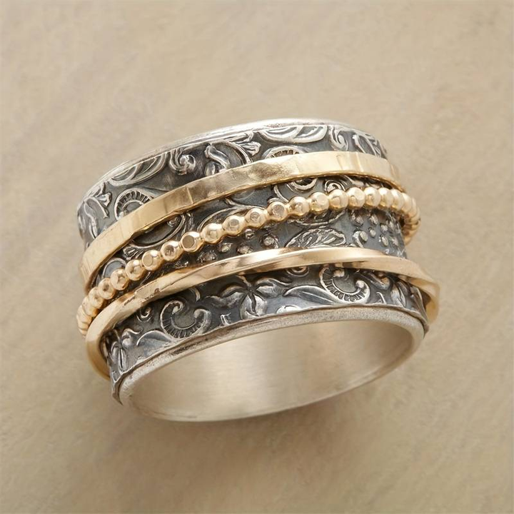Vintage gouden en zilveren ring