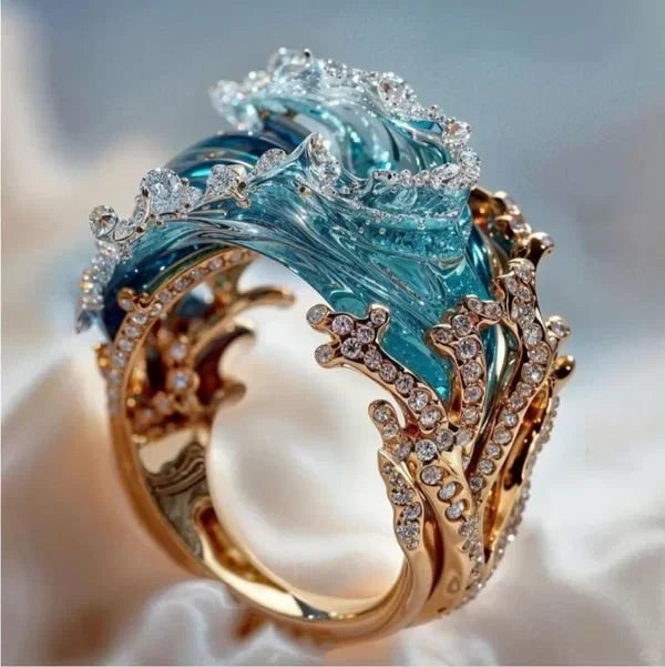 Zilveren ring met golvende lijnen