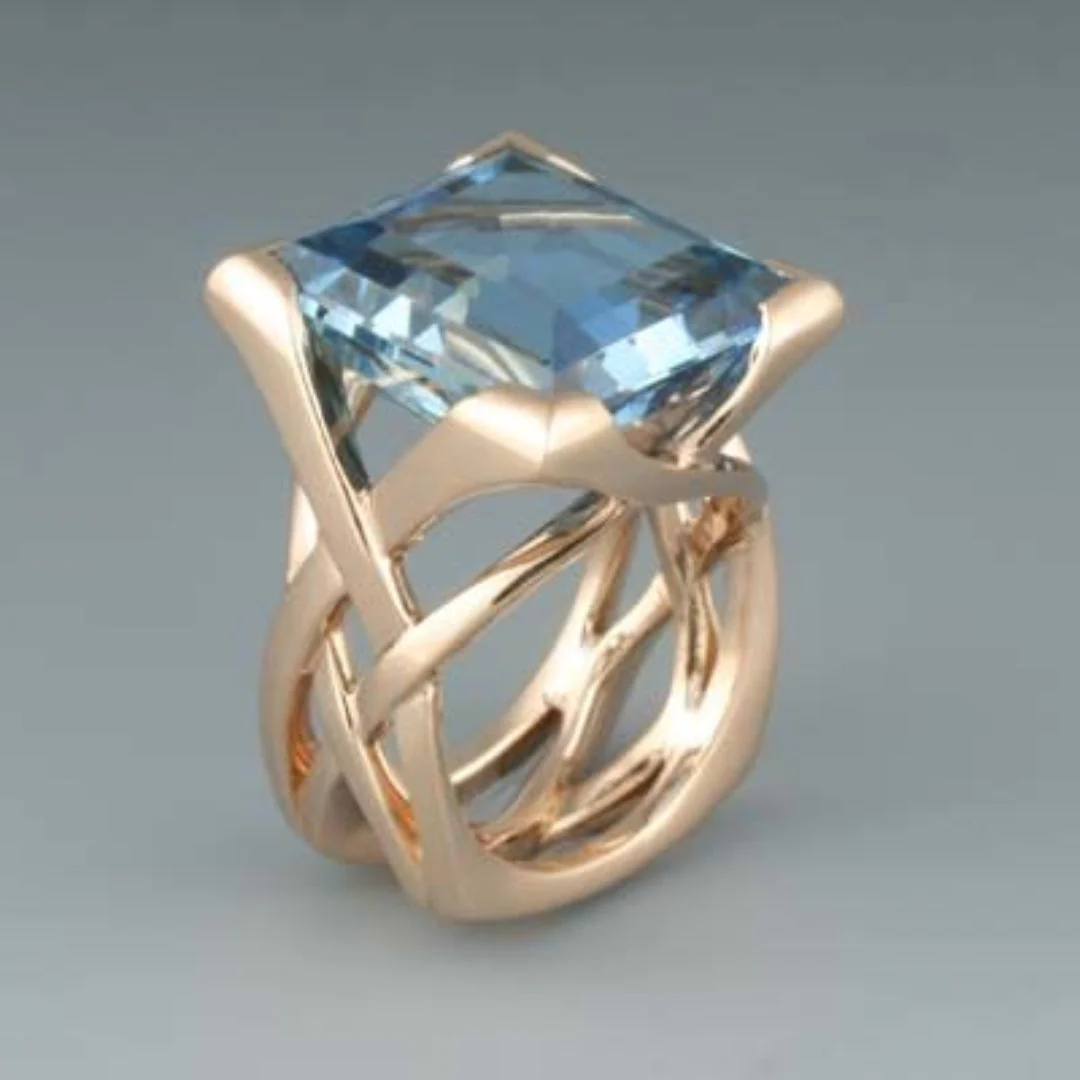 Vintage lichtroze goudzirkonia ring