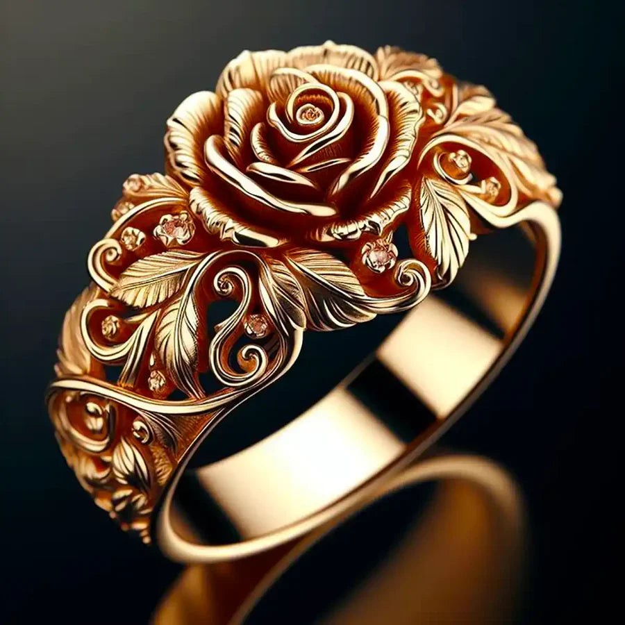 Roze gouden bloesemring met delicate details