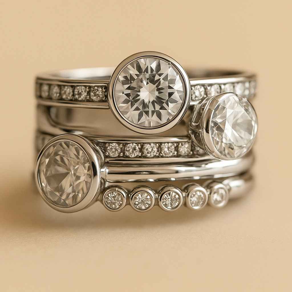 Elegante zilveren en kristallen ring