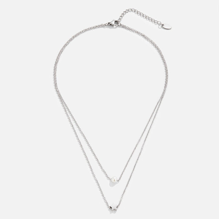 Verfijnde zilveren ketting met sterren en parels
