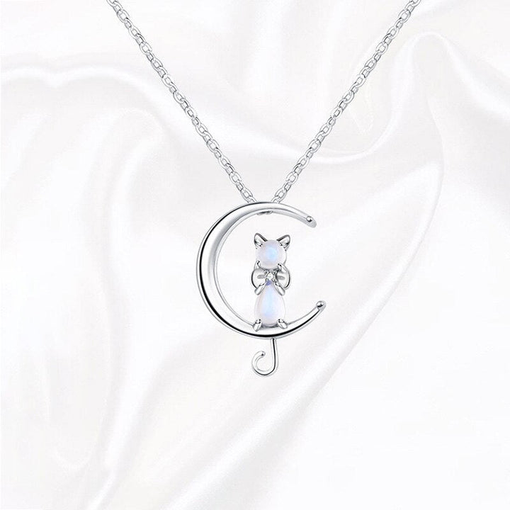 Maanssteen Halve Maan en Kat Ketting