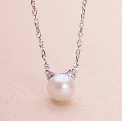 Mooie Parel Kat Ketting met Bonus Oorbellen + Ring
