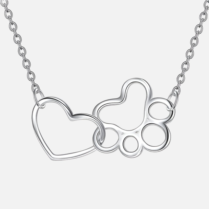 Sterling Zilveren Pootafdruk Ketting – Hart Kristal Hanger