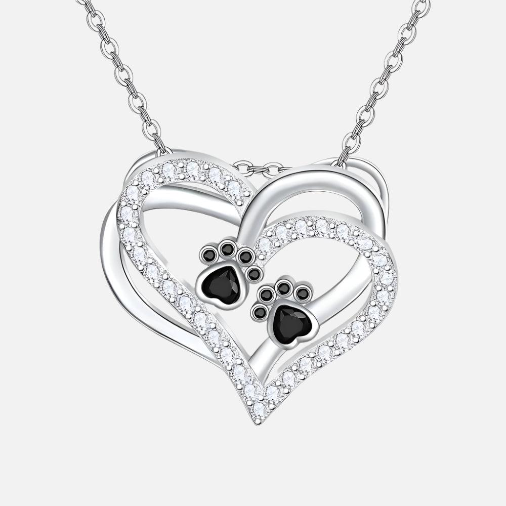 Hondenpoot Hart Ketting met Zirkonia