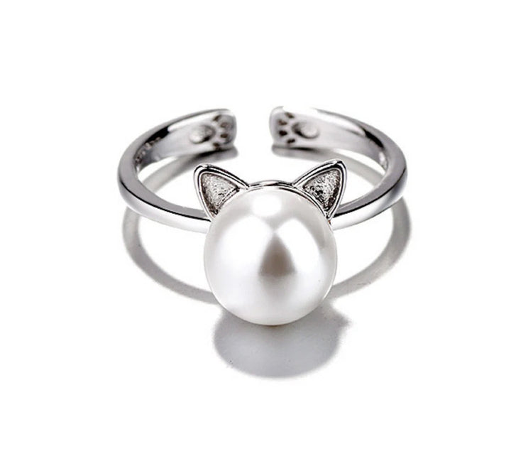 Mooie Parel Kat Ketting met Bonus Oorbellen + Ring