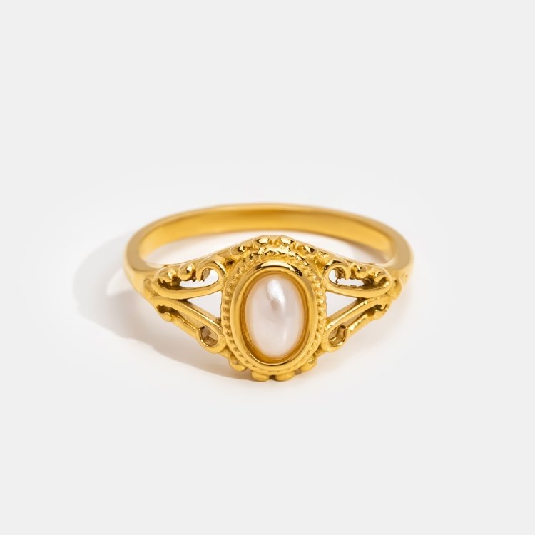 Elegante parelring in antiek zilver