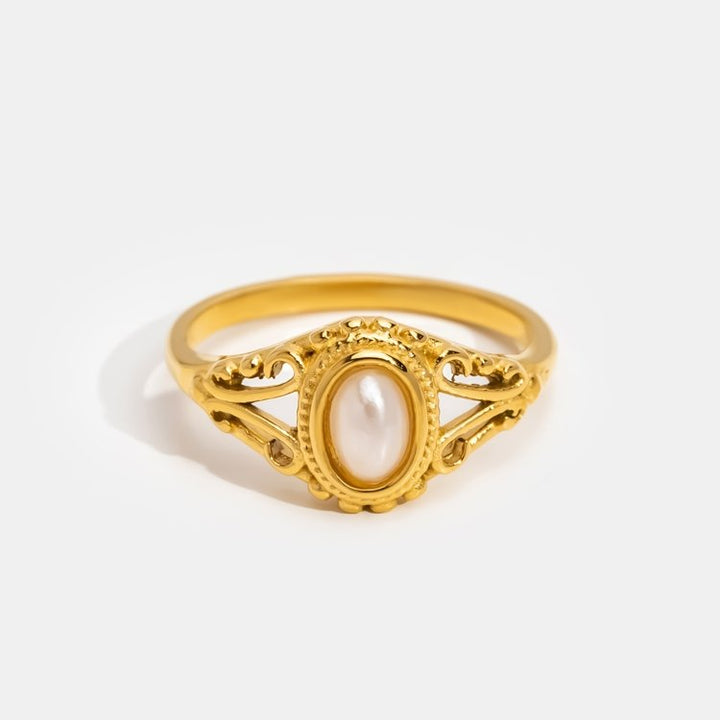 Elegante parelring in antiek zilver