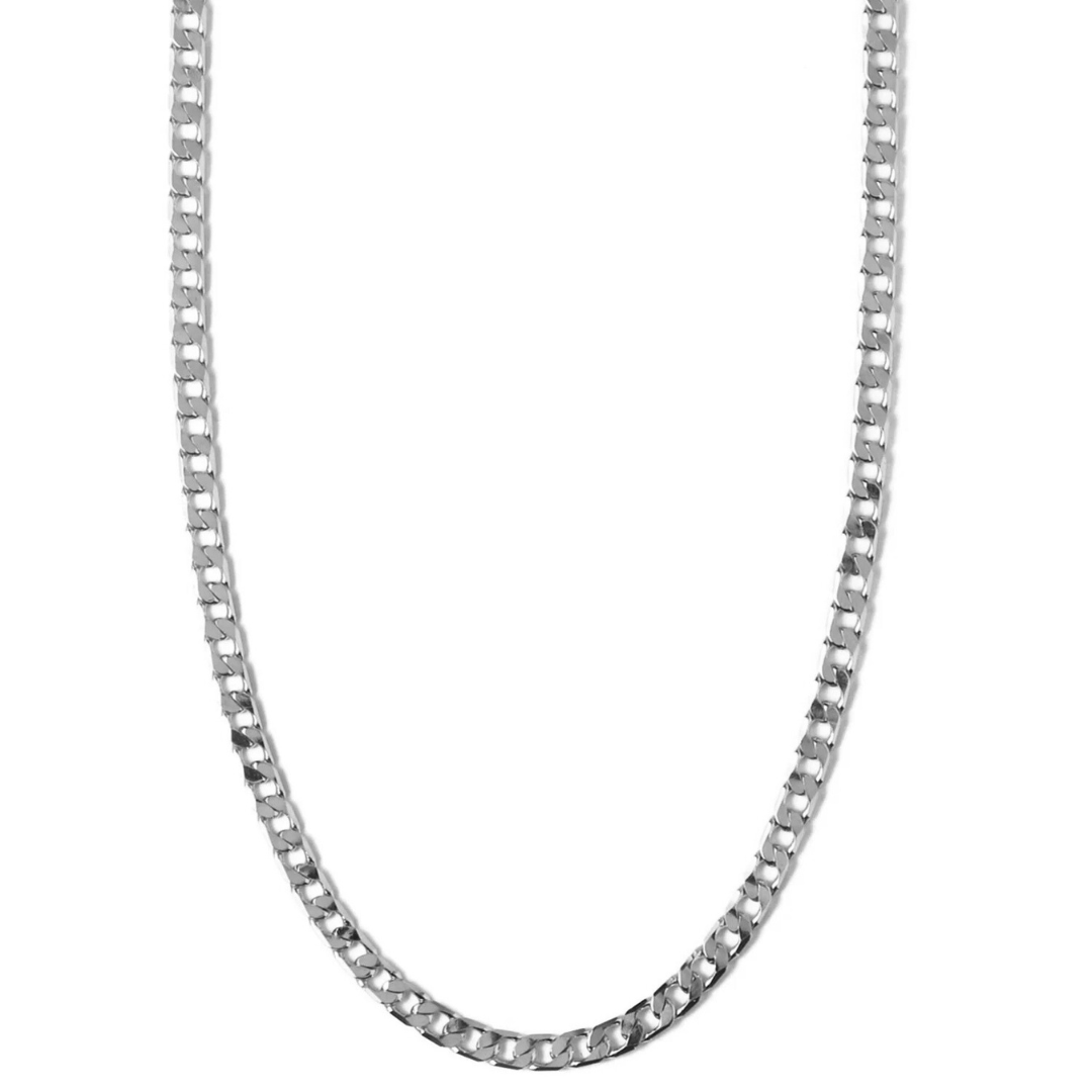 Elegante platte schakel ketting in wit goud