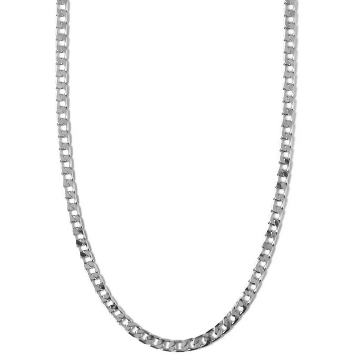 Elegante platte schakel ketting in wit goud