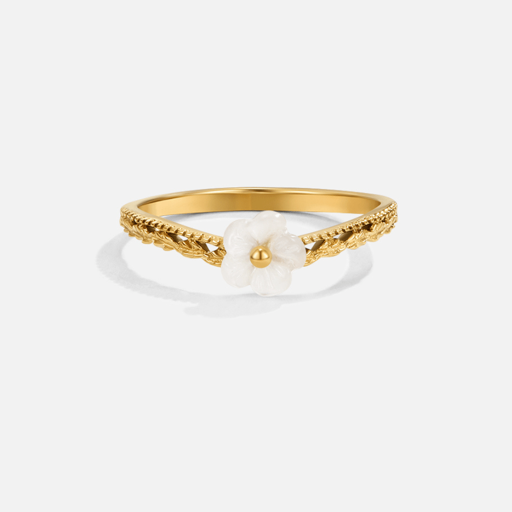 Witte Bloemblaadje Ring